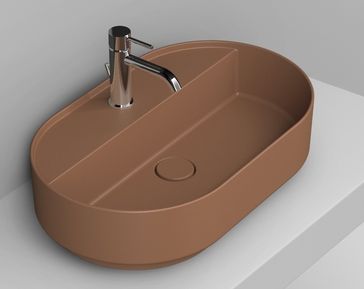 Ceramica Dolomite Noemi lavabo 65x40 cm oval sobre encimera marrón/beige mate D312061