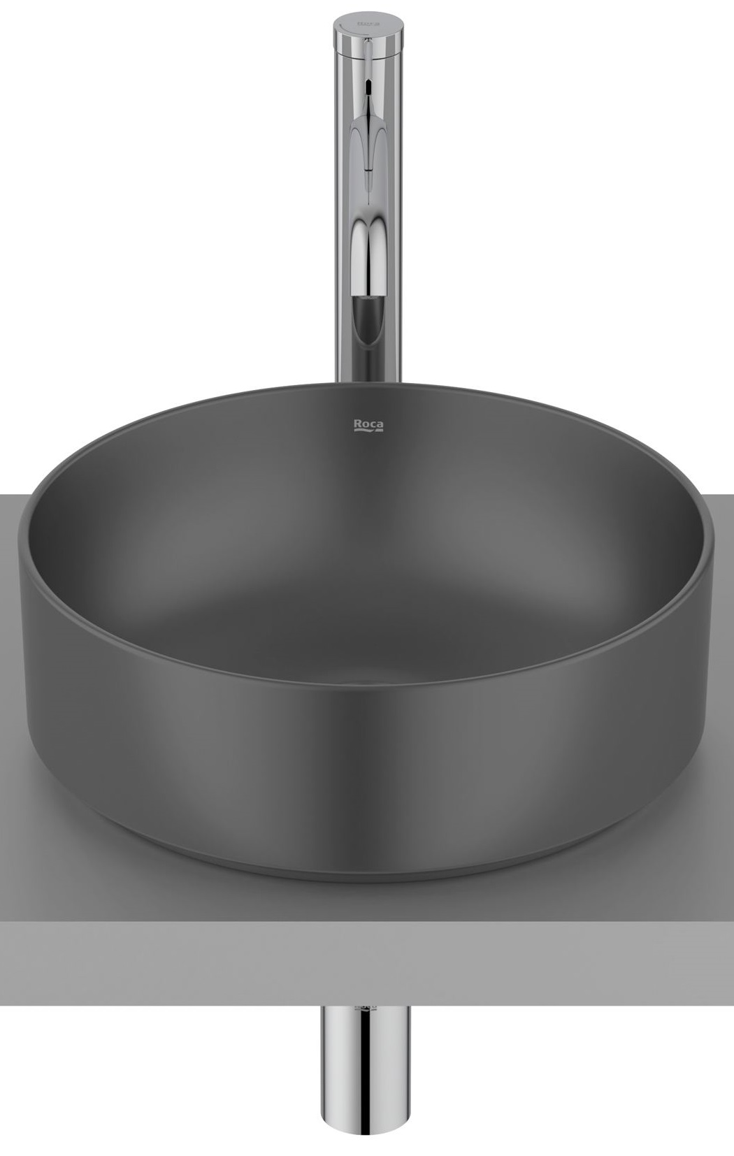 Roca Ona lavabo 37x37 cm circular sobre encimera negro A32768J080