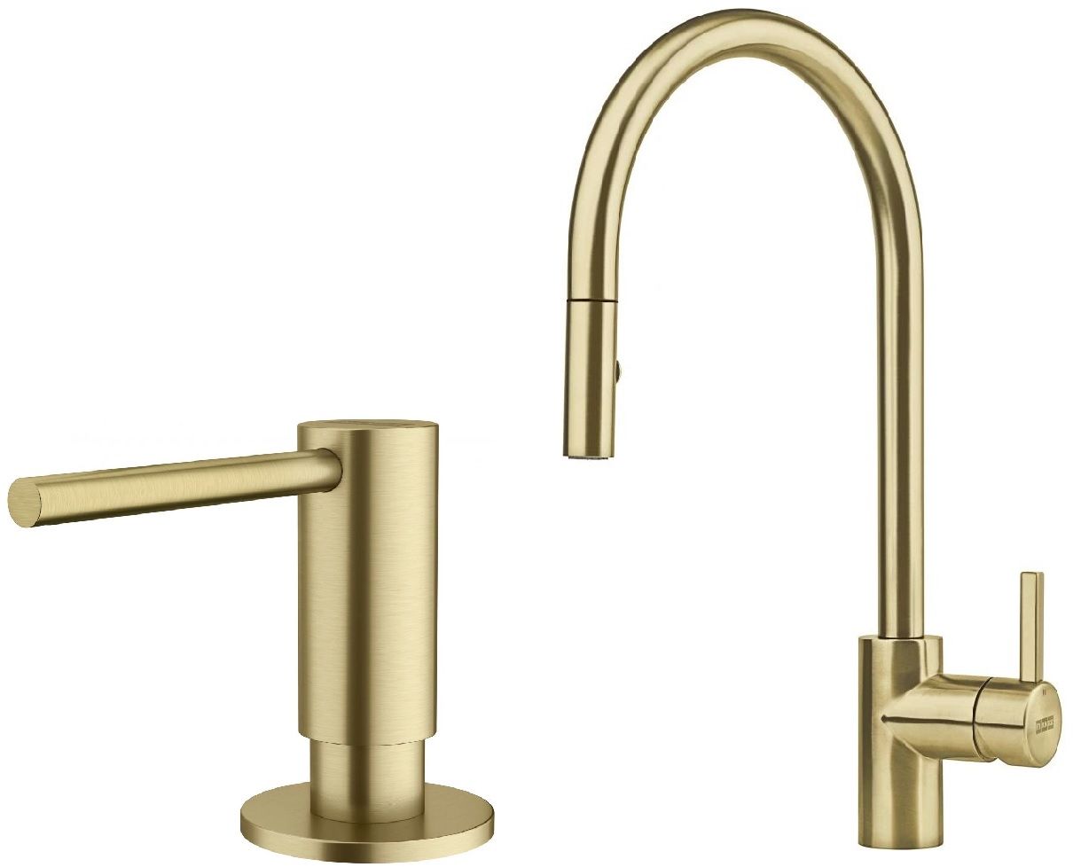 Conjunto grifo de cocina Franke Eos 115.0681.244, dispensador de líquidos Franke Atlas 112.0717.105