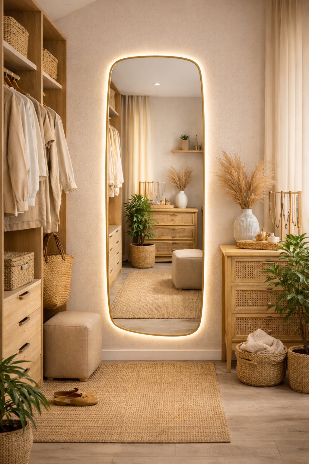 Baltica Design Stone Calm espejo 50x155 cm con iluminación oro 5904107932613