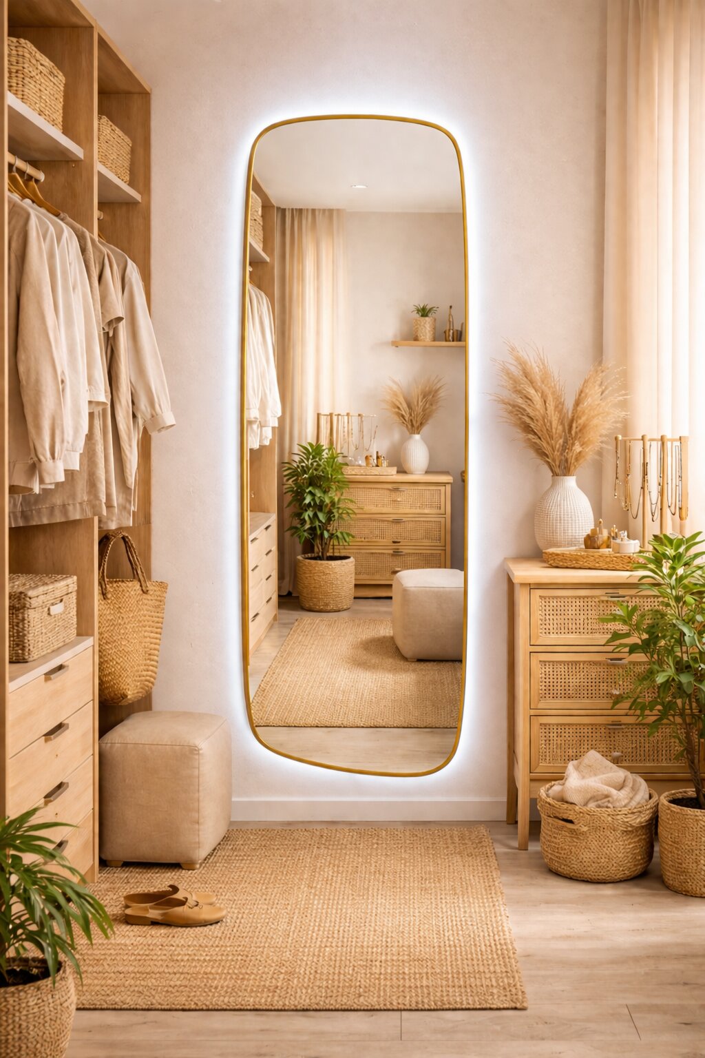 Baltica Design Stone Calm espejo 50x155 cm con iluminación oro 5904107932606