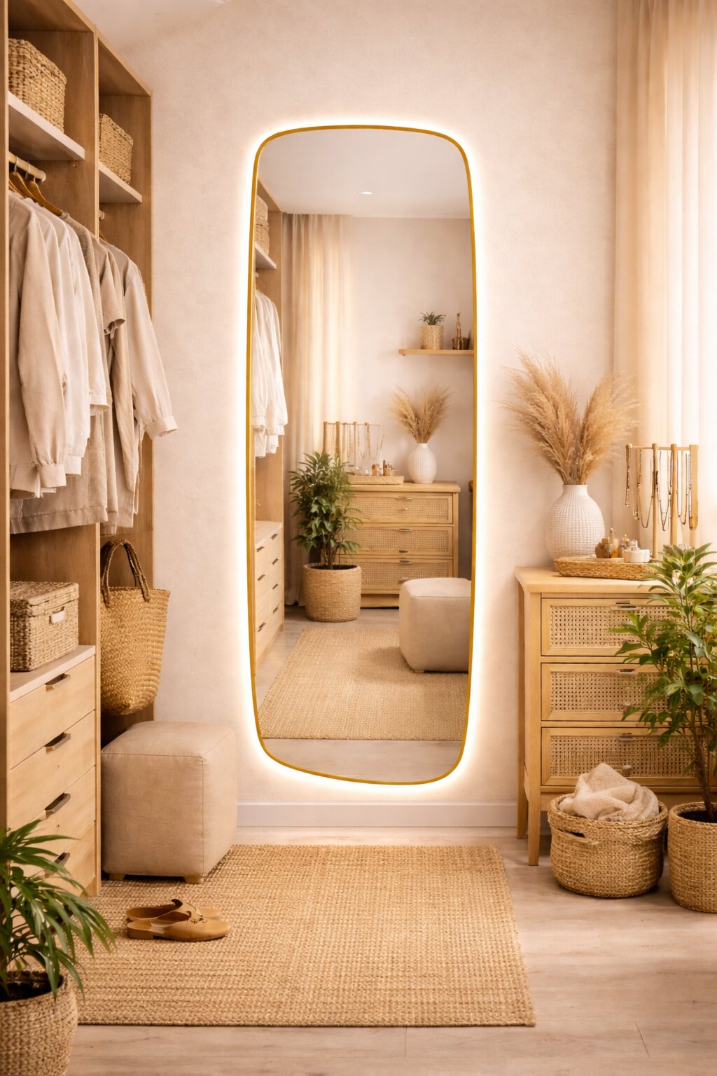 Baltica Design Stone Calm espejo 50x155 cm con iluminación oro 5904107932590