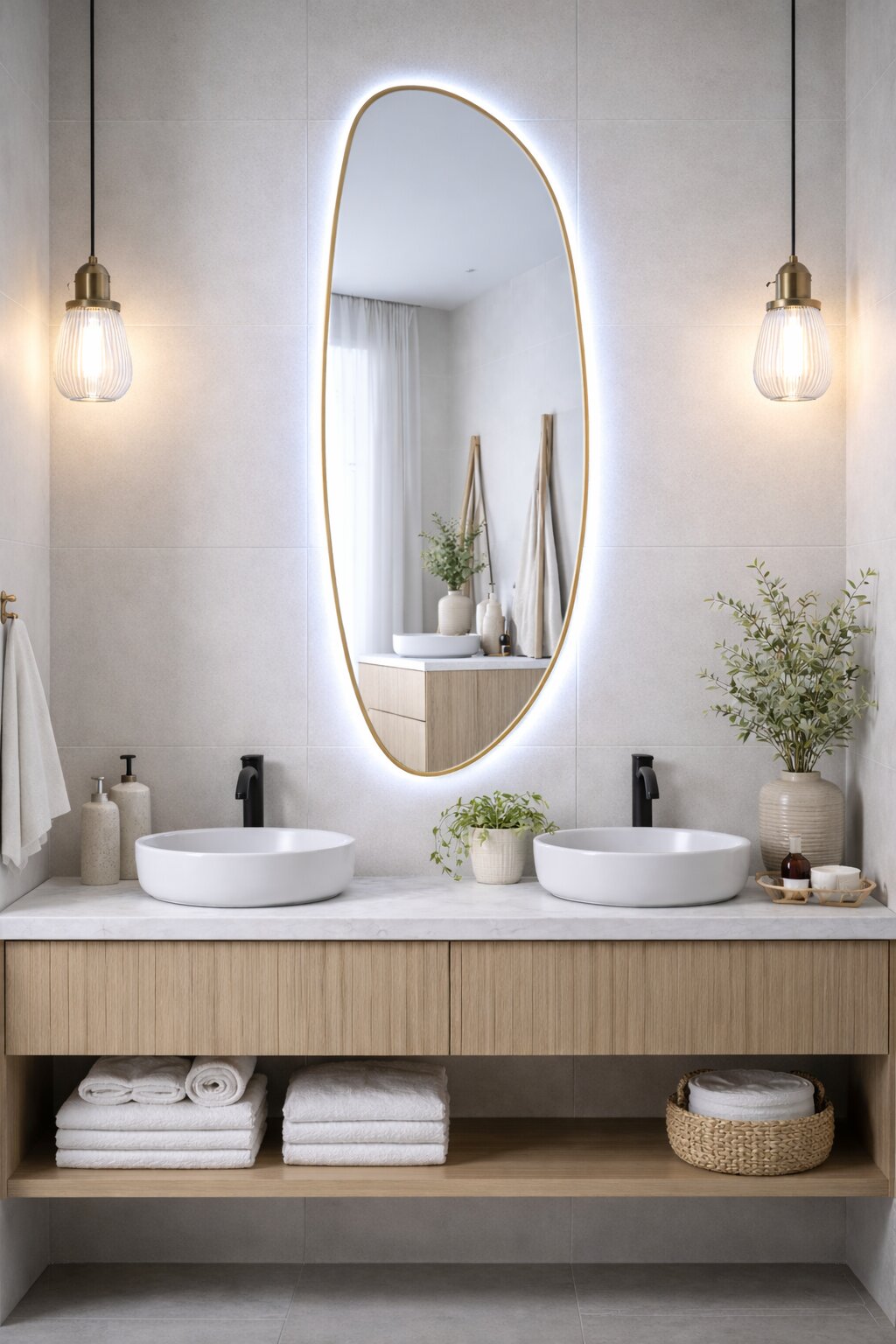 Baltica Design Stone Fluid espejo 50x155 cm con iluminación oro 5904107932781