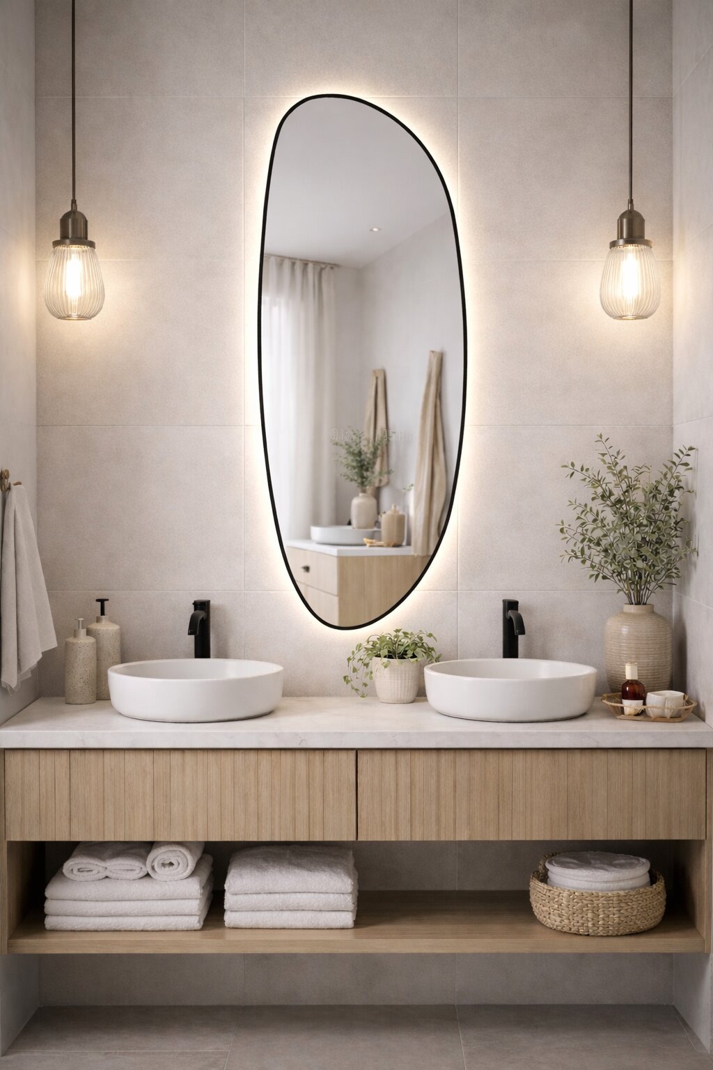 Baltica Design Stone Fluid espejo 50x155 cm con iluminación negro 5904107932743