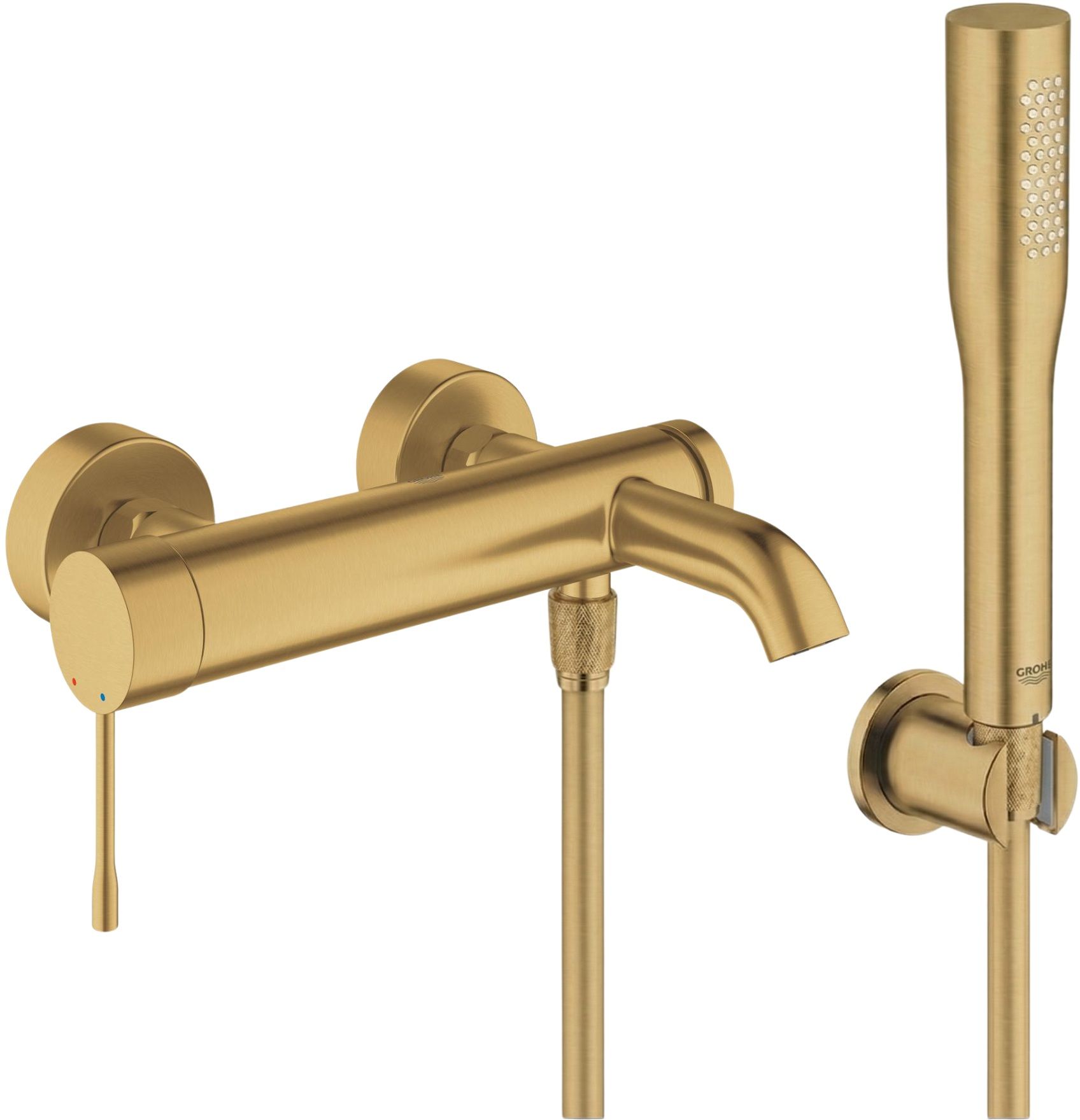 Conjunto grifo de bañera y ducha Grohe Essence 33624GN1, alcachofa de ducha Grohe Euphoria 27400GN0, 27074GN0, 28362GL1