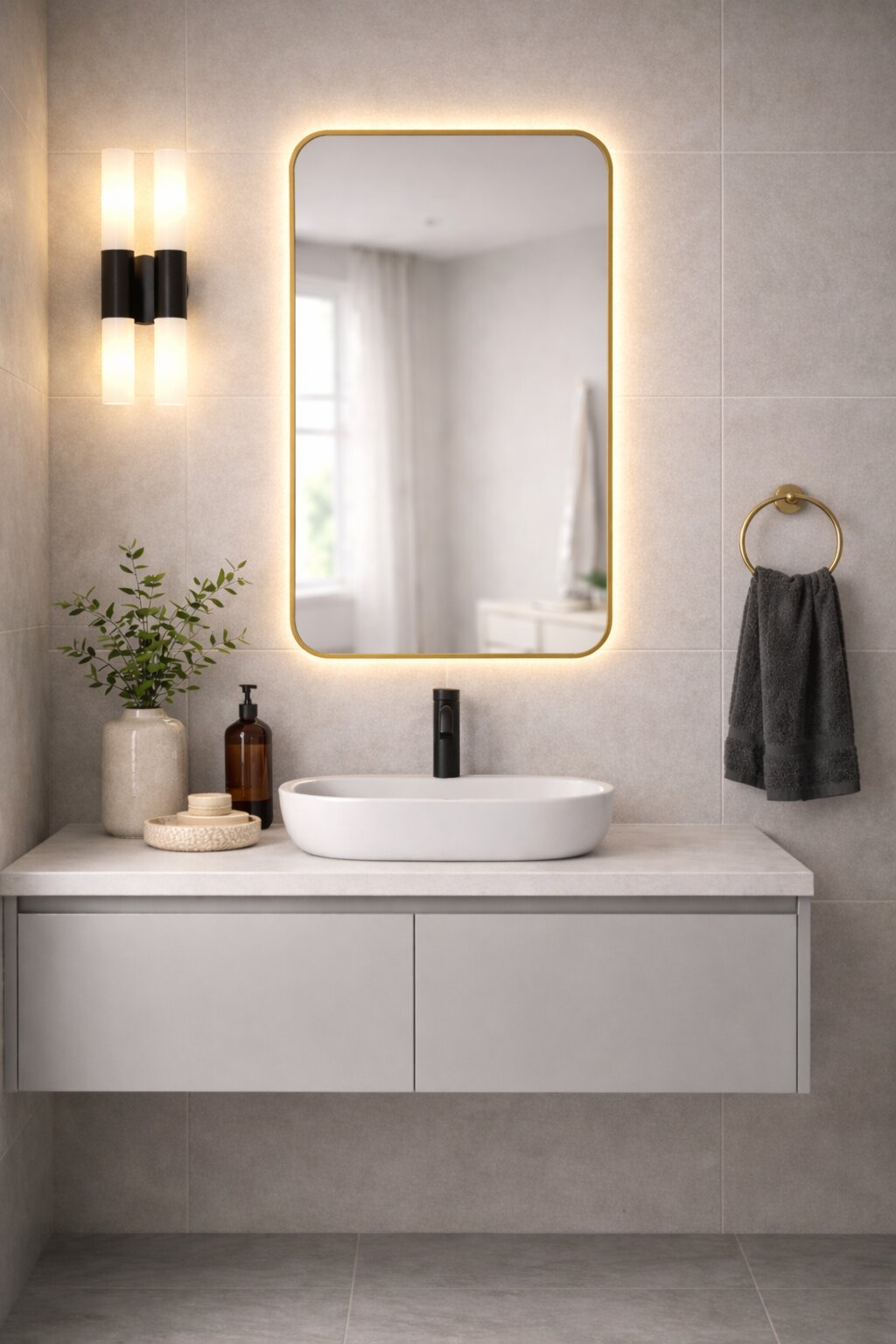 Baltica Design Stone Aura espejo 60x90 cm con iluminación oro 5904107932859