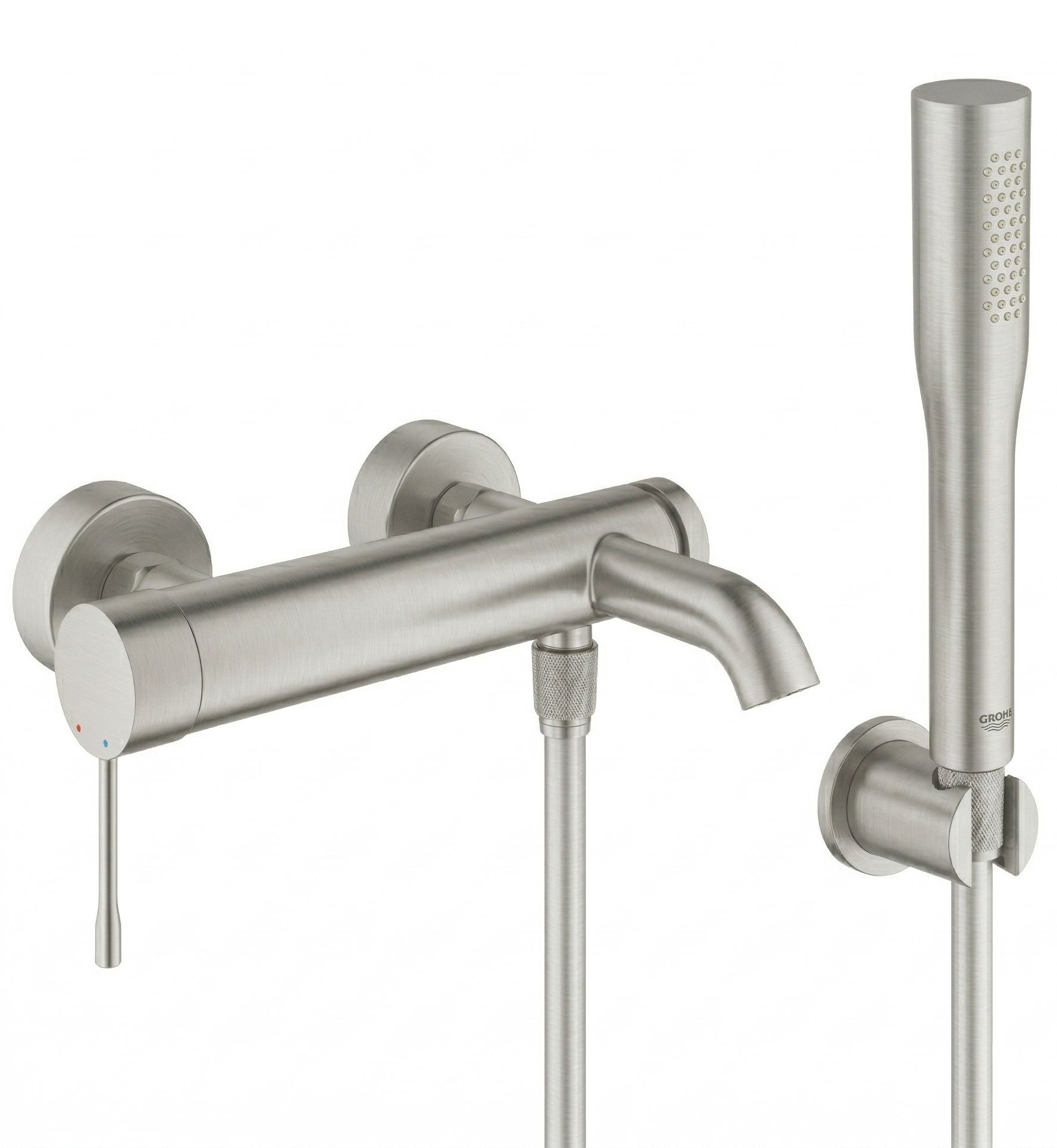 Conjunto grifo de bañera y ducha Grohe Essence 33624DC1, alcachofa de ducha Grohe Euphoria 27400DC0, 27074DC0, 28362DC1