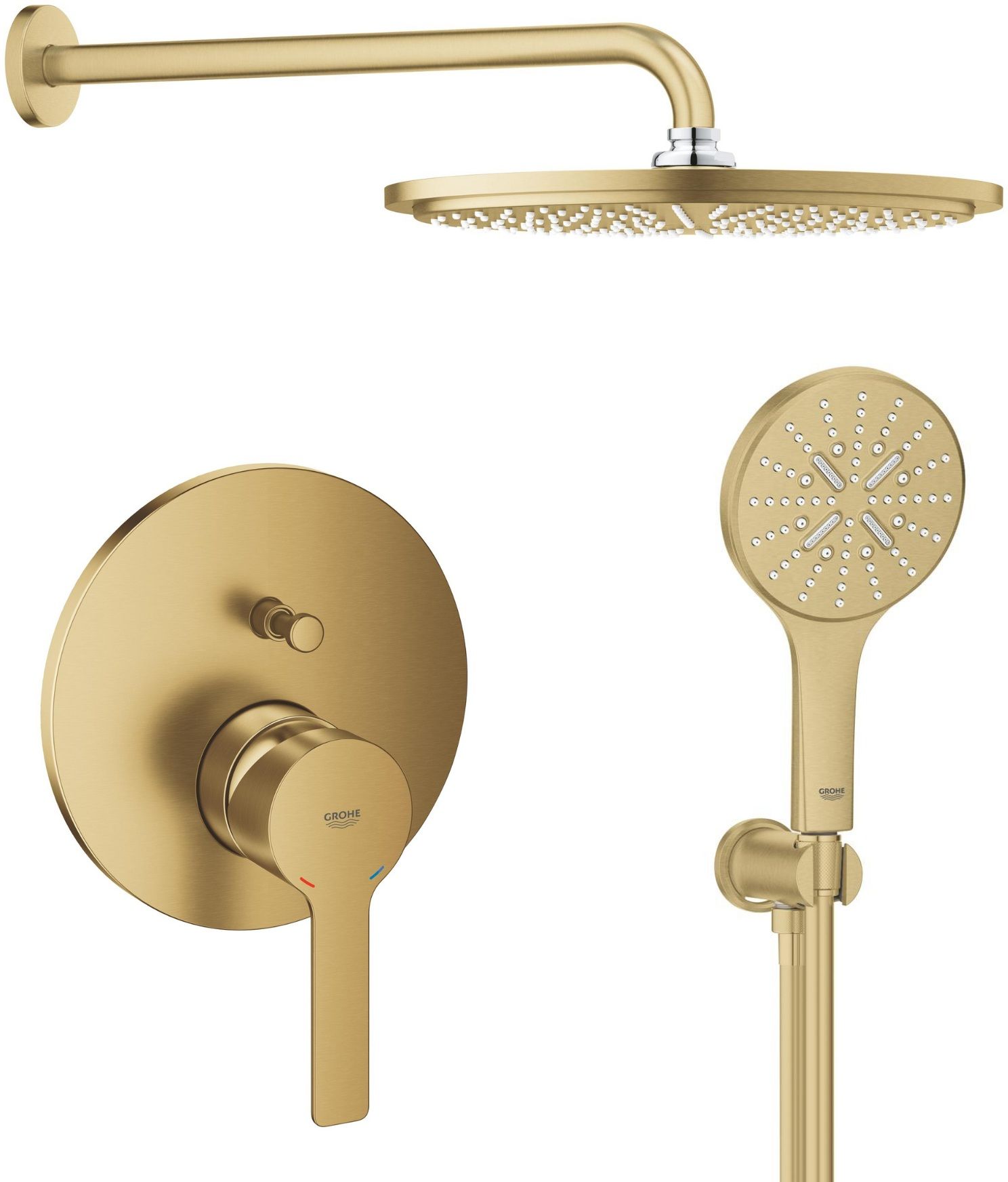 Conjunto brazo de ducha con efecto lluvia Grohe Rainshower 26066GN0, grifo de bañera y ducha Grohe Lineare 24064GN1, 26574GN0, 26658GN0, 28362GL1