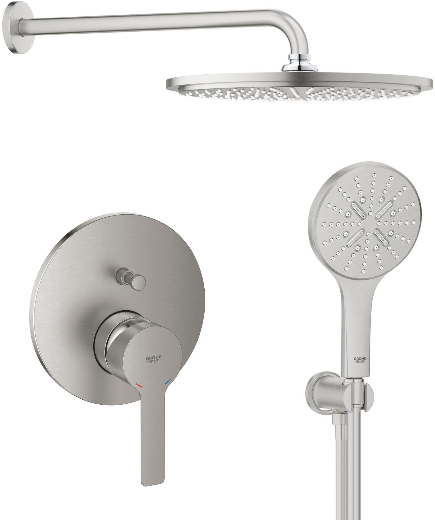 Conjunto ducha con efecto lluvia Grohe Rainshower 26066DC0, grifo de bañera y ducha Grohe Lineare 24064DC1, 26574DC0, 26658DC0, 28362DC1
