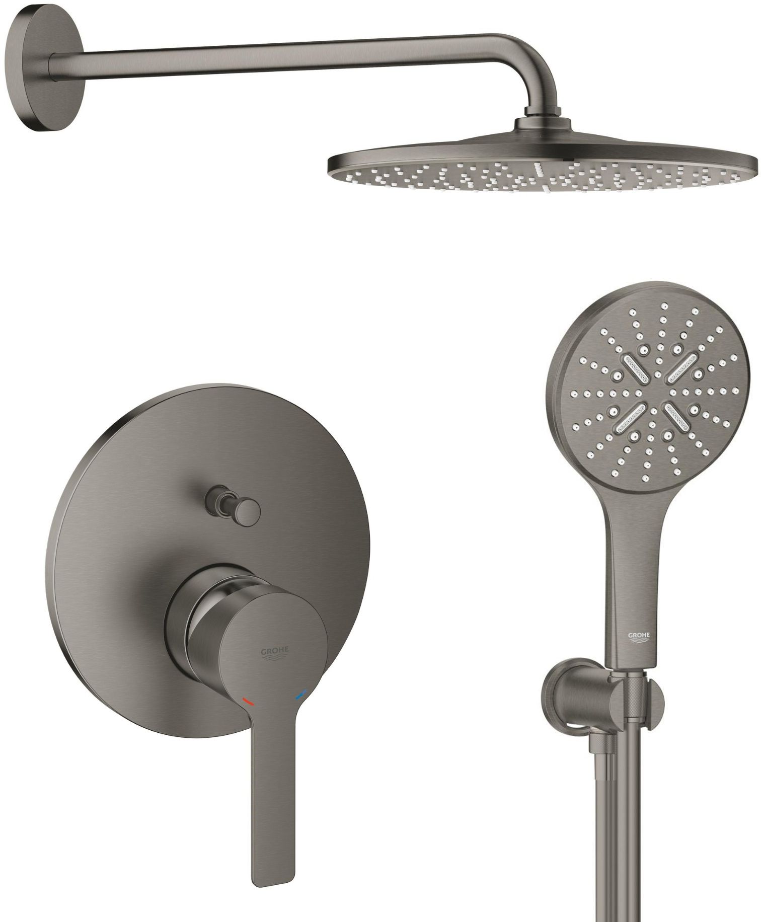 Conjunto brazo de ducha con efecto lluvia Grohe Rainshower 26558AL0, grifo de bañera y ducha Grohe Lineare 24064AL1, 26574AL0, 26658AL0, 28362A01