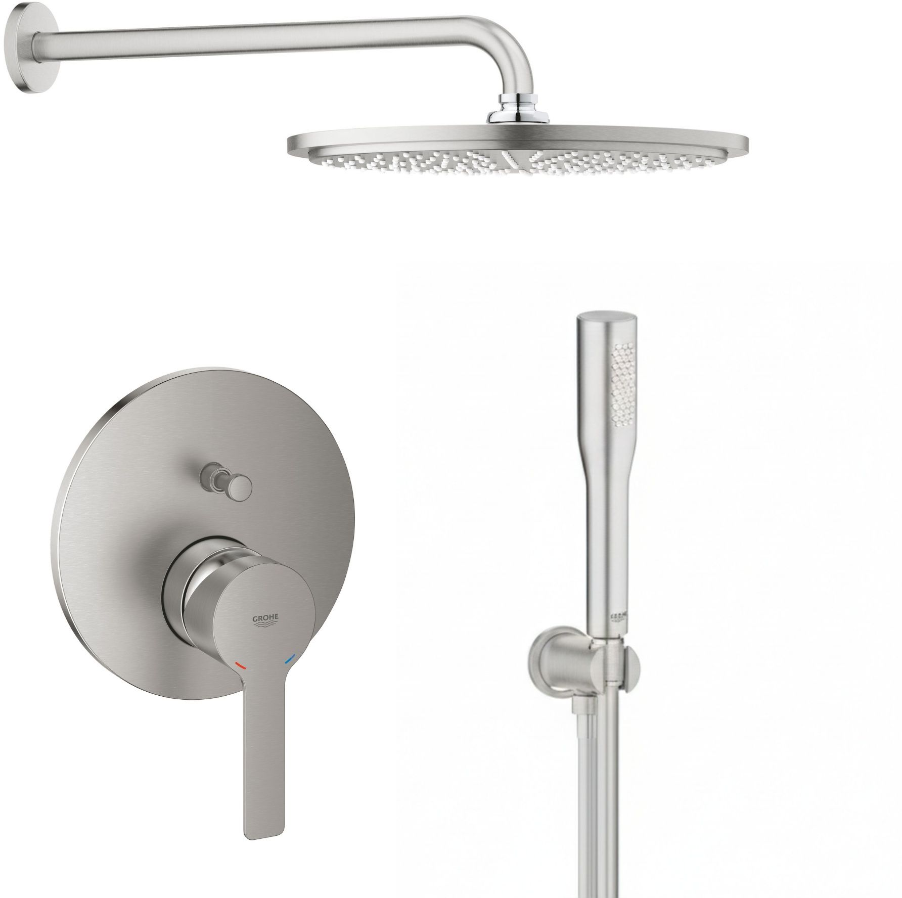 Conjunto ducha con efecto lluvia Grohe Rainshower 26066DC0, grifo de bañera y ducha Grohe Lineare 24064DC1, 26658DC0, 27400DC0, 28362DC1