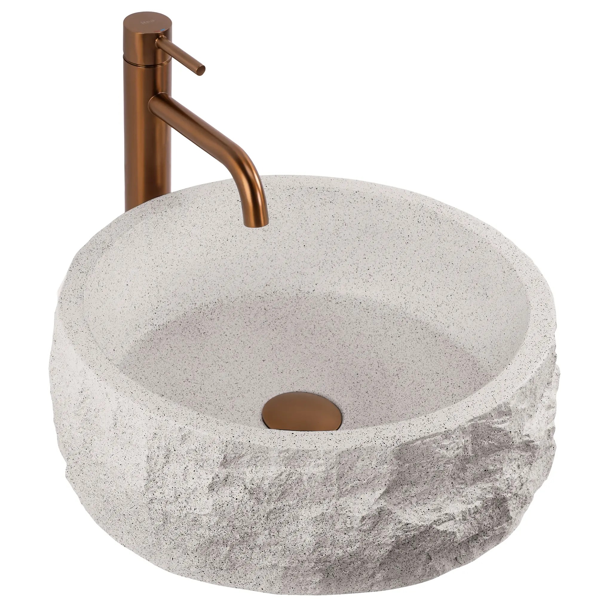 Rea Alice lavabo 38.5x38.5 cm circular sobre encimera marrón/beige mate REA-U3501