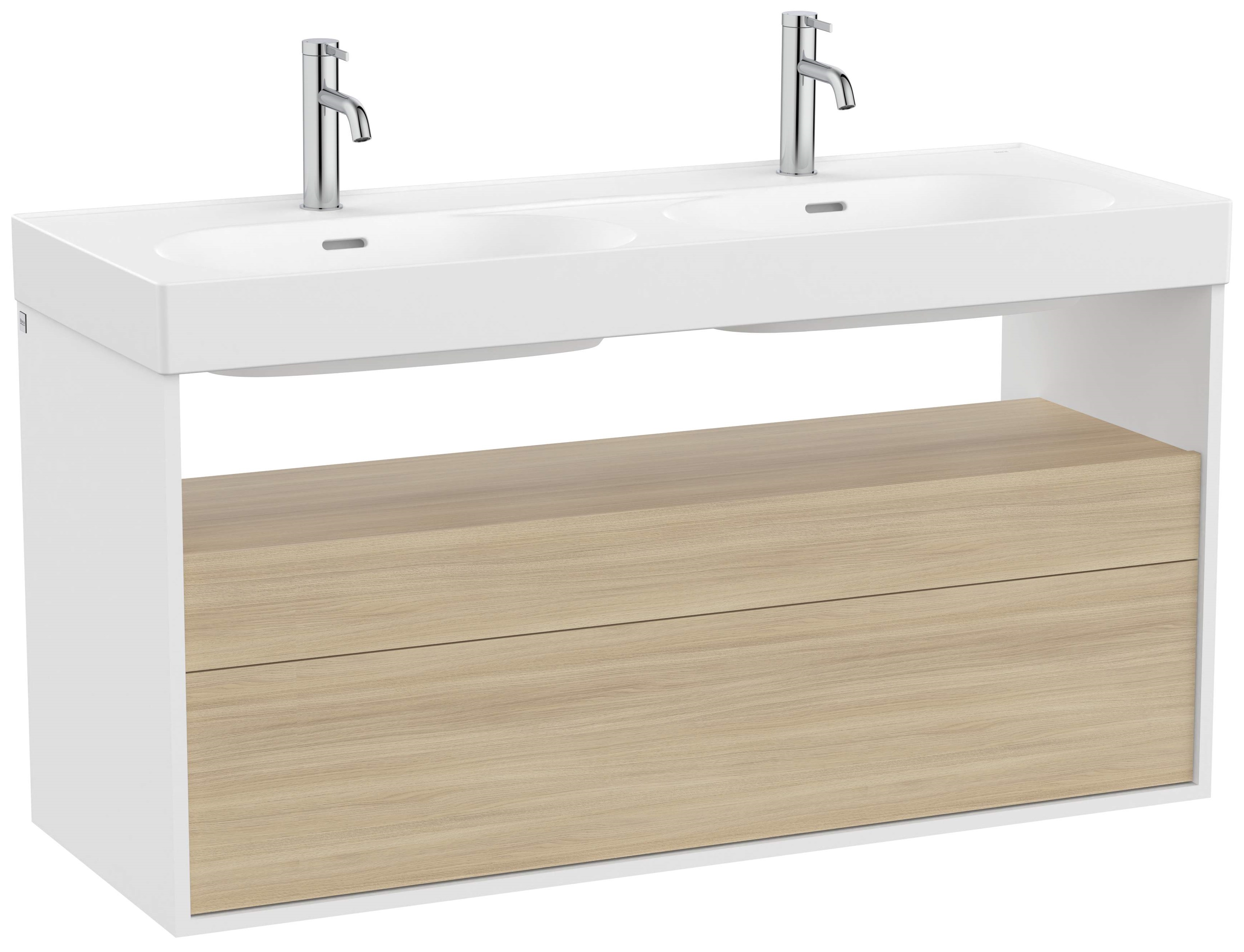Roca Meridian armario 120x46x56.5 cm suspendido, para lavabo blanco-roble A858109607