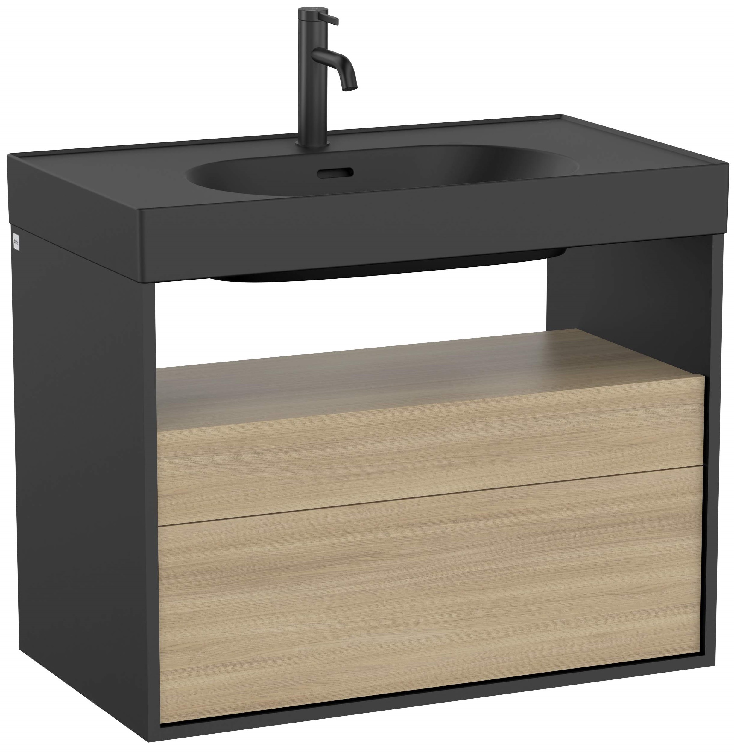 Roca Meridian armario 80x46x56.5 cm suspendido, para lavabo negro-roble A858107608