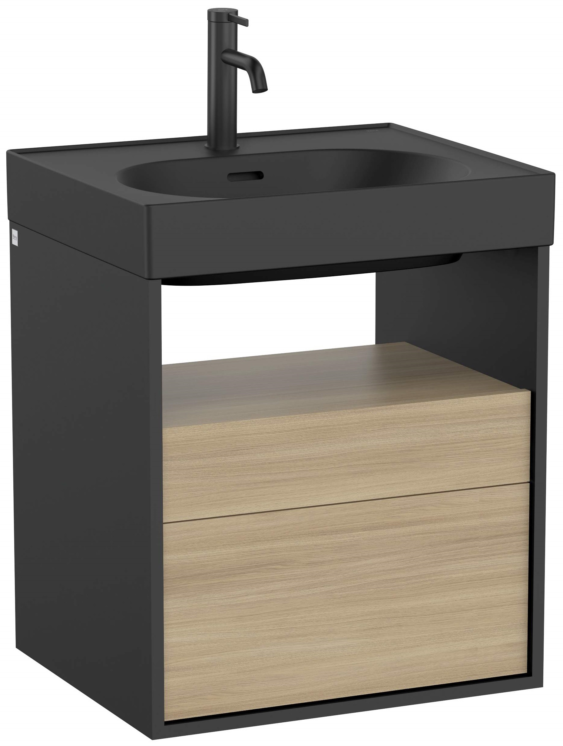 Roca Meridian armario 55x46x56.5 cm suspendido, para lavabo negro-roble A858105608