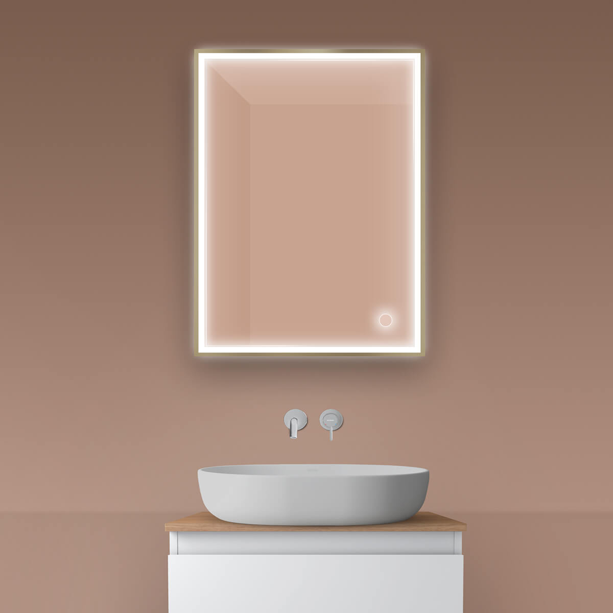 Oltens Nordlis espejo 60x80 cm rectangular con iluminación con lámina calefactora 64105510