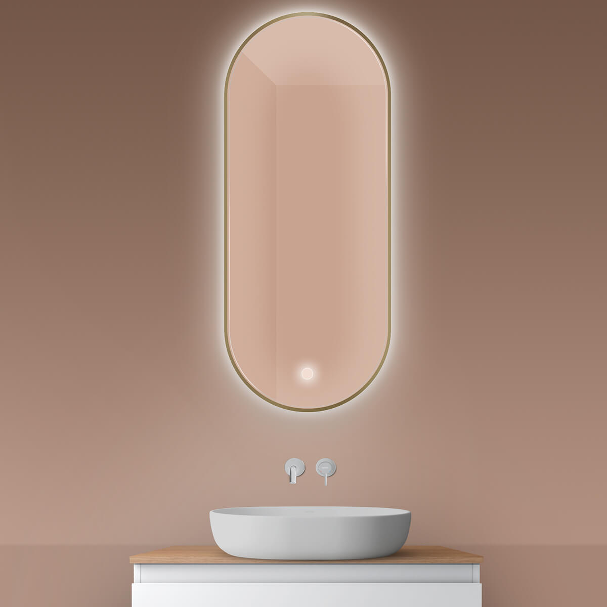 Oltens Nordlis espejo 50x120 cm oval con iluminación con lámina calefactora 64114510