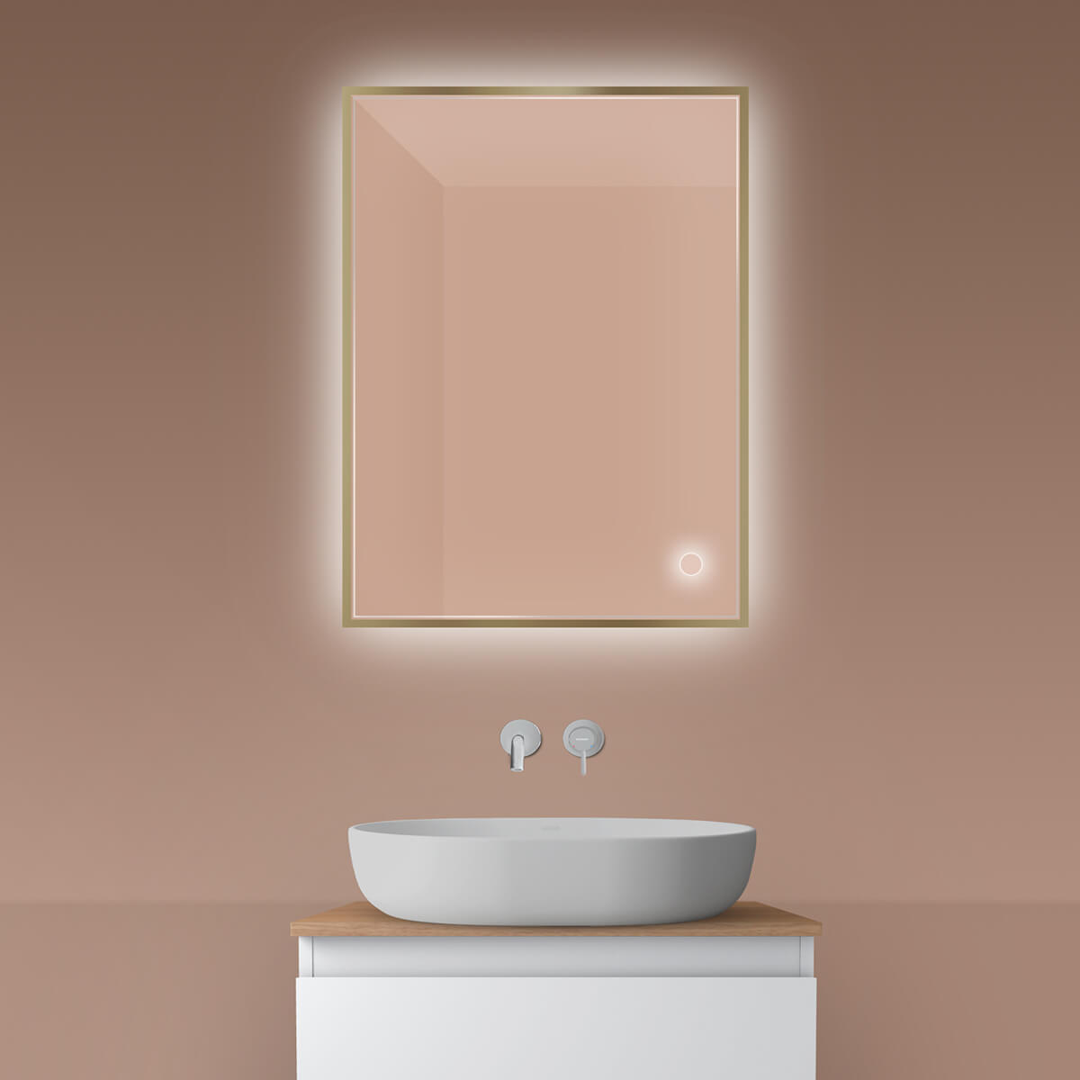 Oltens Nordlis espejo 60x80 cm rectangular con iluminación con lámina calefactora 64115510