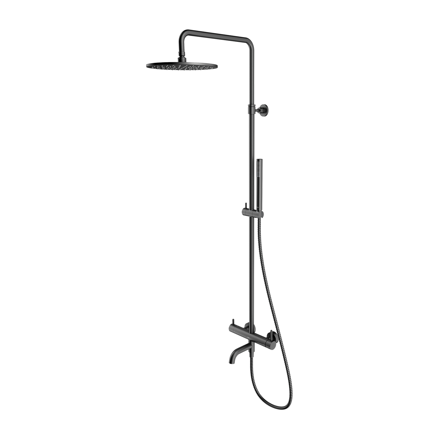 Omnires Y conjunto bañera/ducha a pared con rociador con efecto lluvia grafito Y1234MGR