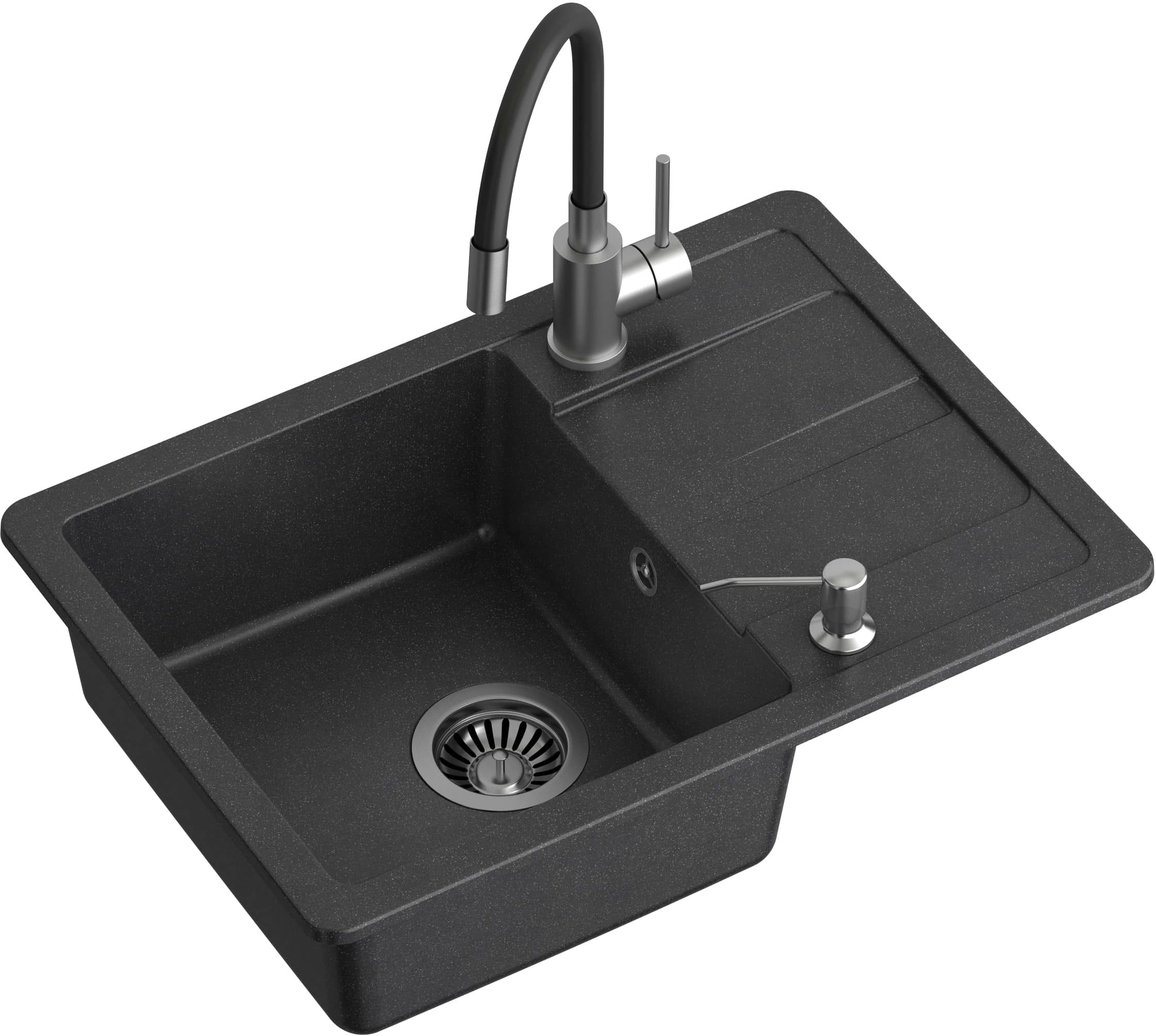 Quadron Ready Smart fregadero con grifo y dispensador negro/acero LA_TQ6244RSCZ