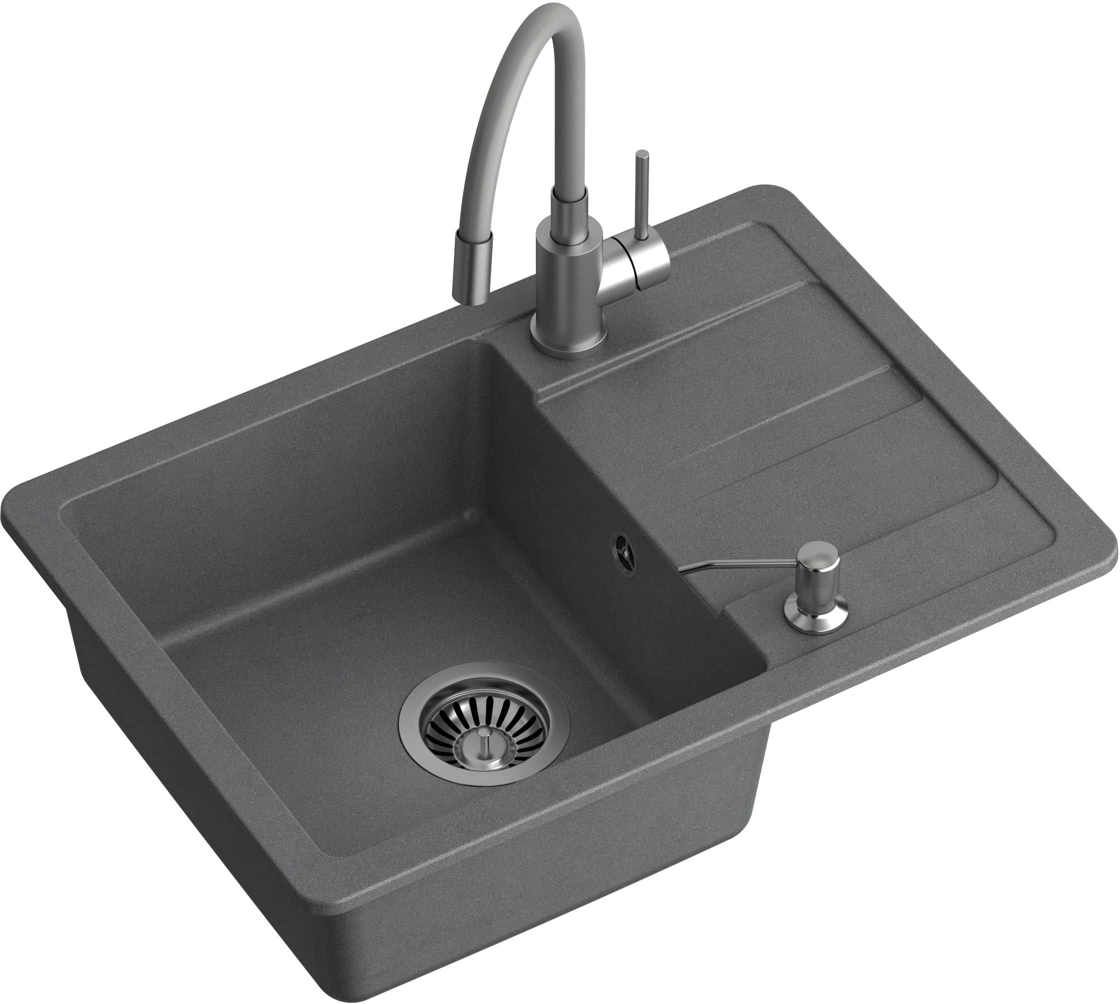 Quadron Ready Smart fregadero con grifo y dispensador gris/acero LA_TQ6244RSSZ