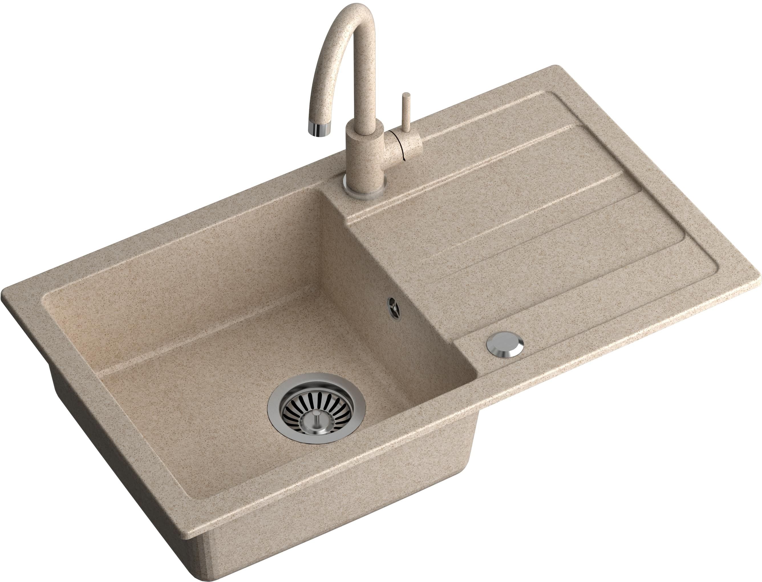 Quadron Go Max fregadero con grifo beige/beige LA_TQ7744GMBEZ