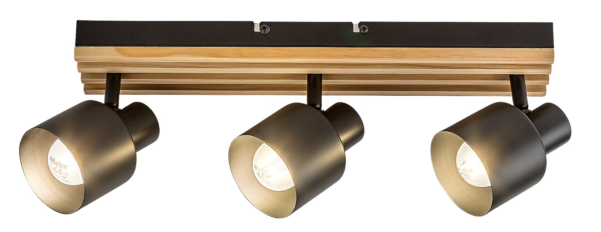 Rabalux Noxelle lámpara de techo 3x10 W negro-madera 73422