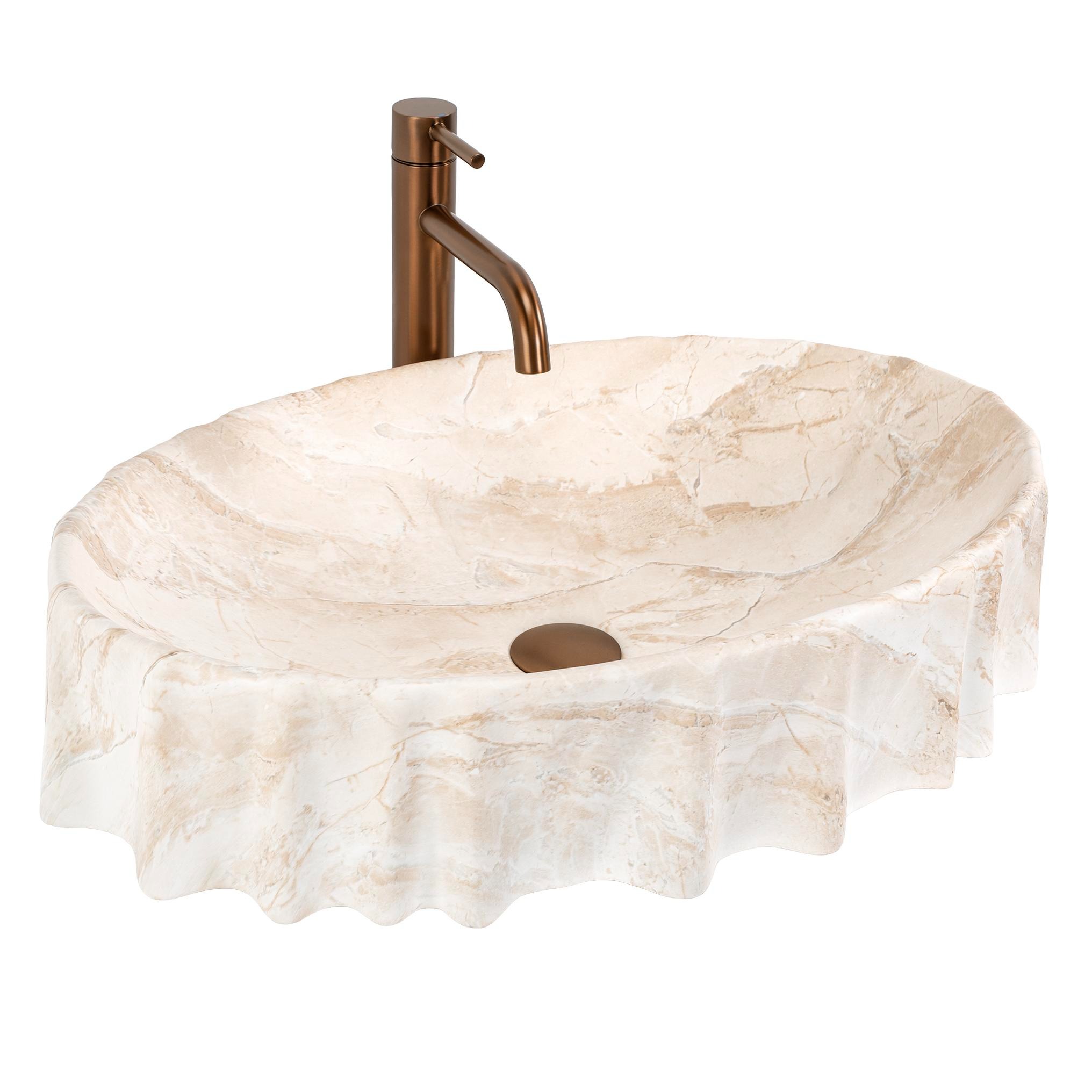 Rea Aurelia lavabo 59x38 cm oval sobre encimera marrón/beige mate REA-U3505