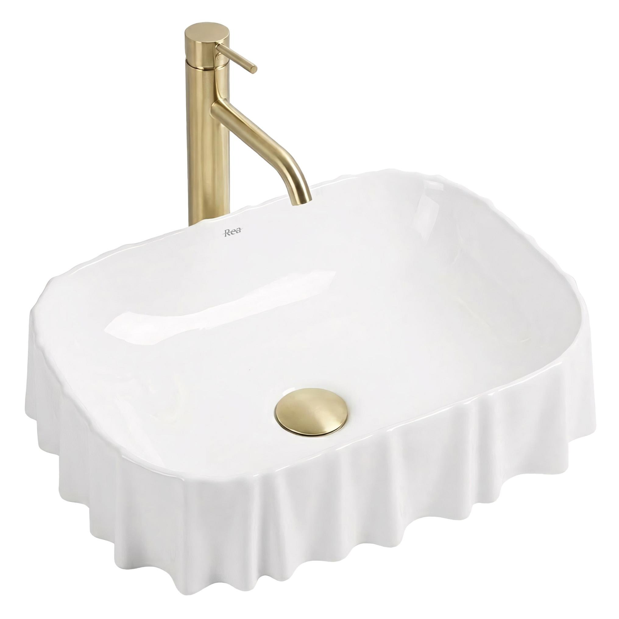 Rea Atria lavabo 48x37 cm rectangular sobre encimera blanco brillante REA-U3503