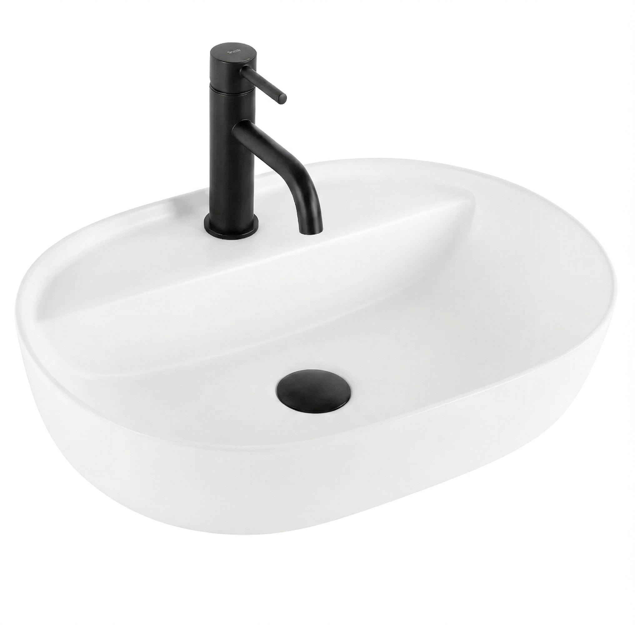 Rea Aura lavabo 50.5x38.5 cm oval sobre encimera blanco brillante REA-U7340