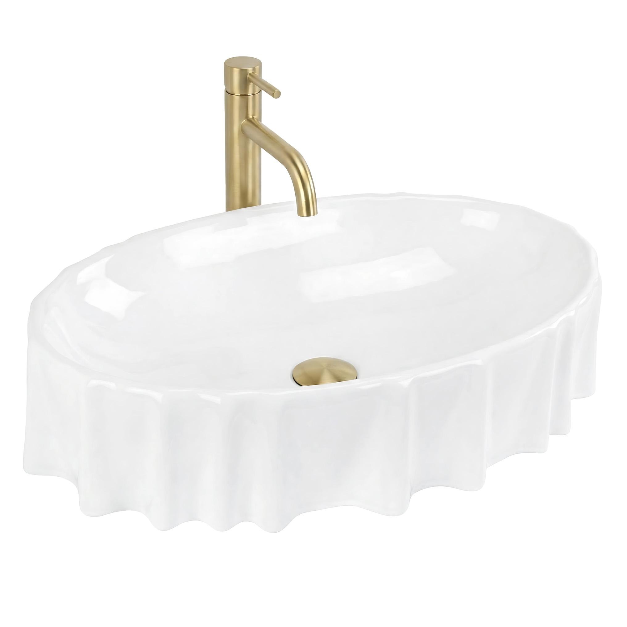 Rea Aurelia lavabo 59x38 cm oval sobre encimera blanco brillante REA-U3504