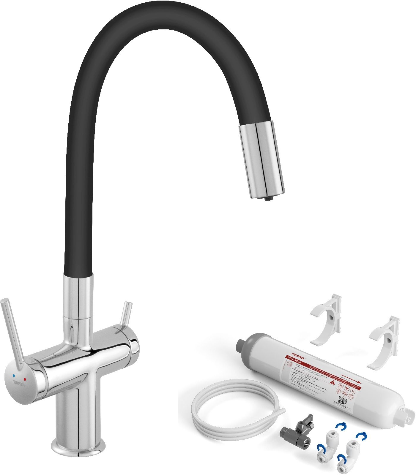 Conjunto grifo para filtro de agua Ferro Filtrata BFT41B, filtros bajo fregadero con juego de cartuchos Ferro Filtrata FFT4-ACAG-SET