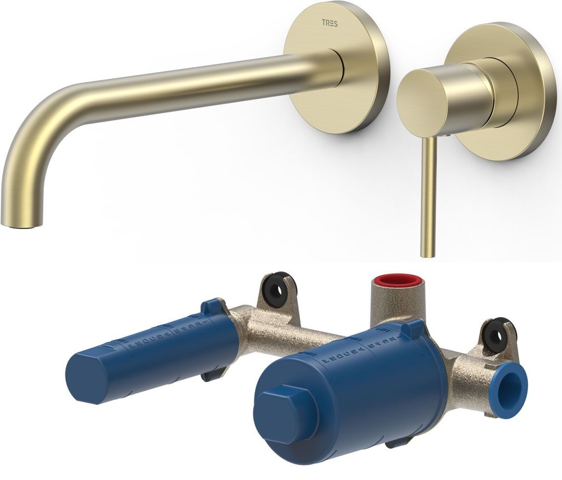 Conjunto grifo para lavabo Tres Study 26230022CA, elemento empotrado Tres 20830002