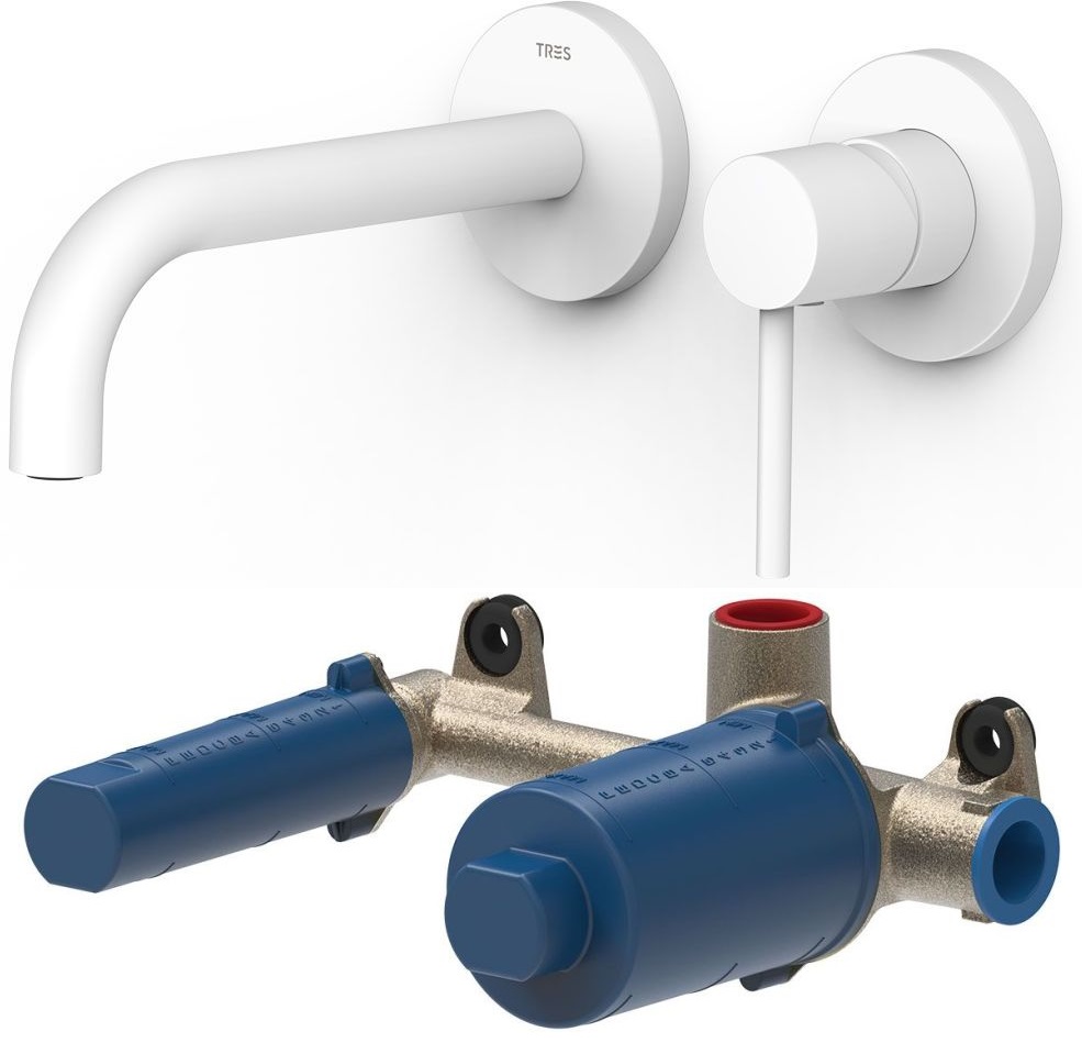 Conjunto grifo para lavabo Tres Study Exclusive 26230021BM, elemento empotrado Tres 20830002