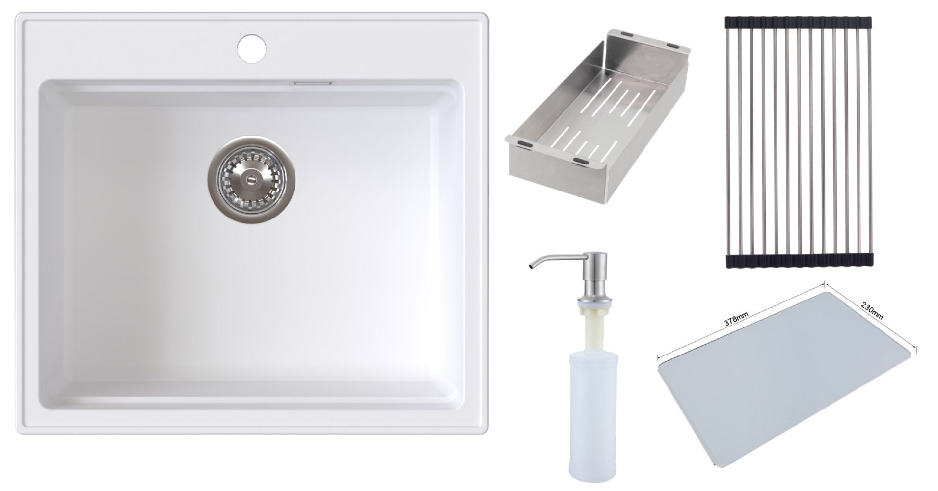 Ruvetti Absol 60 fregadero de granito 56x50 cm blanco 3001AB_WH60_W