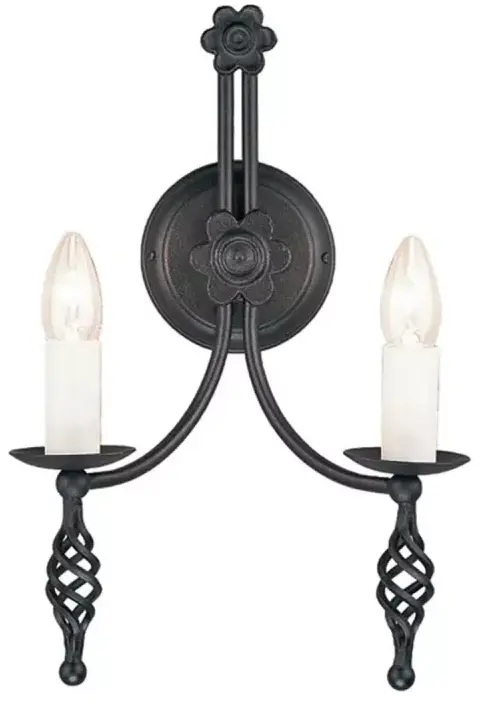 Elstead Lighting Belfry lámpara de pared 2x60 W negro BY2-BLACK