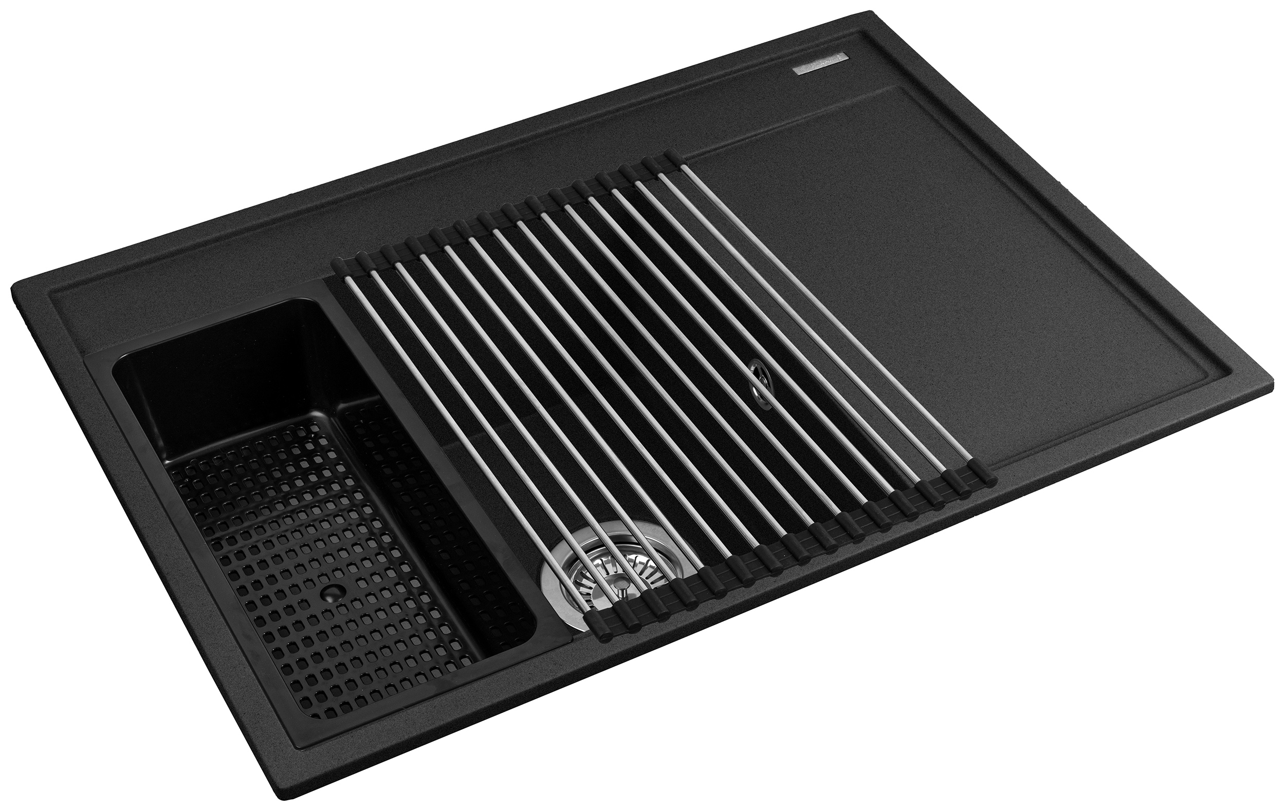 Pyramis Camea fregadero de granito 68x50 cm negro 070223211