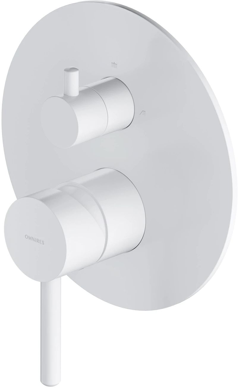 Omnires Y grifo de bañera y ducha empotrado blanco Y1248ROWM