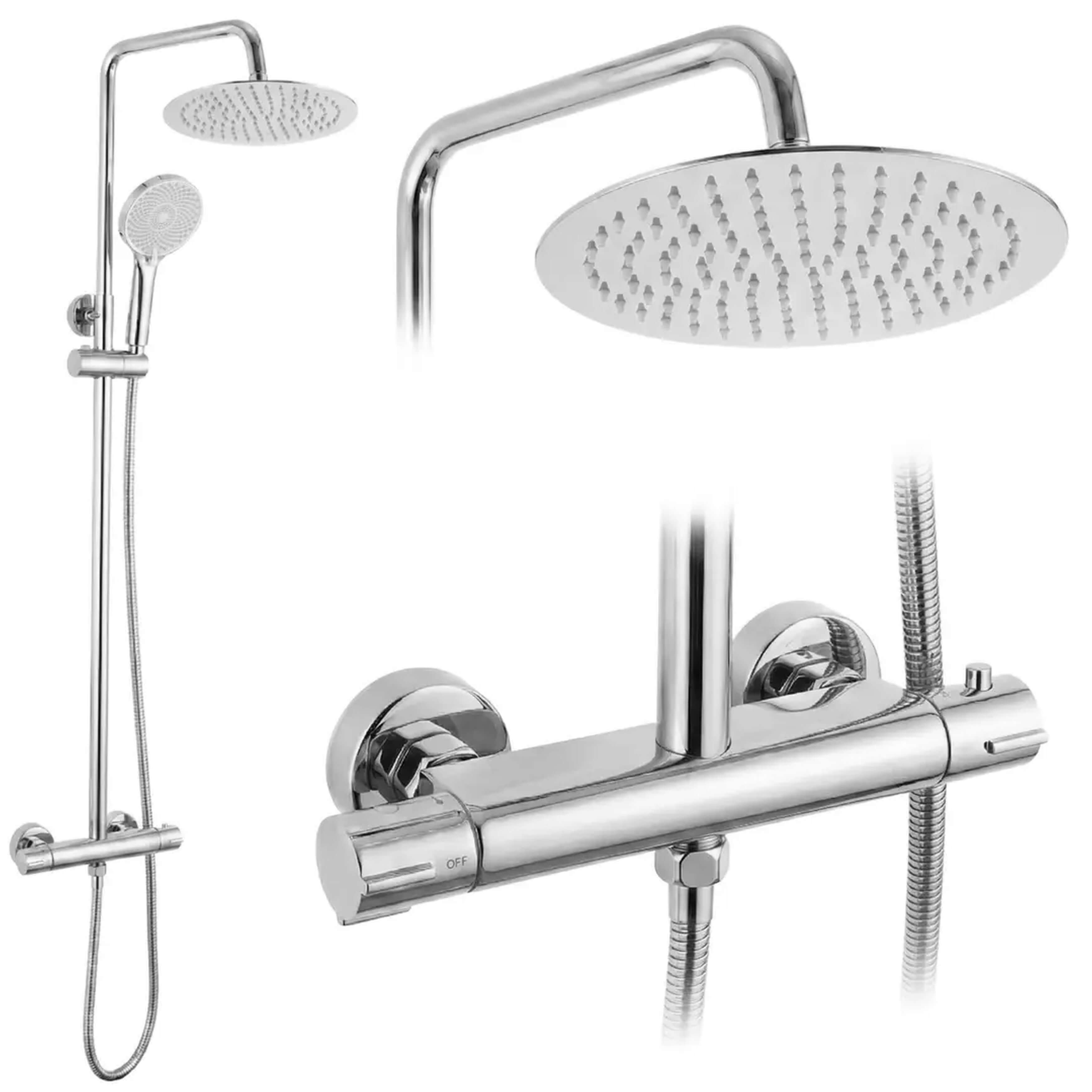 Rea Lungo conjunto de ducha con termostato con rociador con efecto lluvia cromo REA-P6735