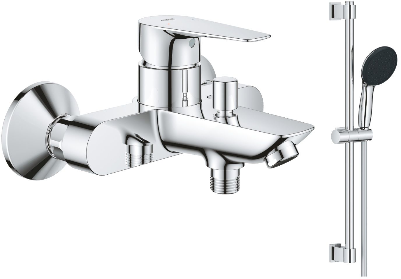 Conjunto grifo de bañera y ducha Grohe Start Edge 24198001, conjunto de ducha Grohe Vitalio Start 27942001