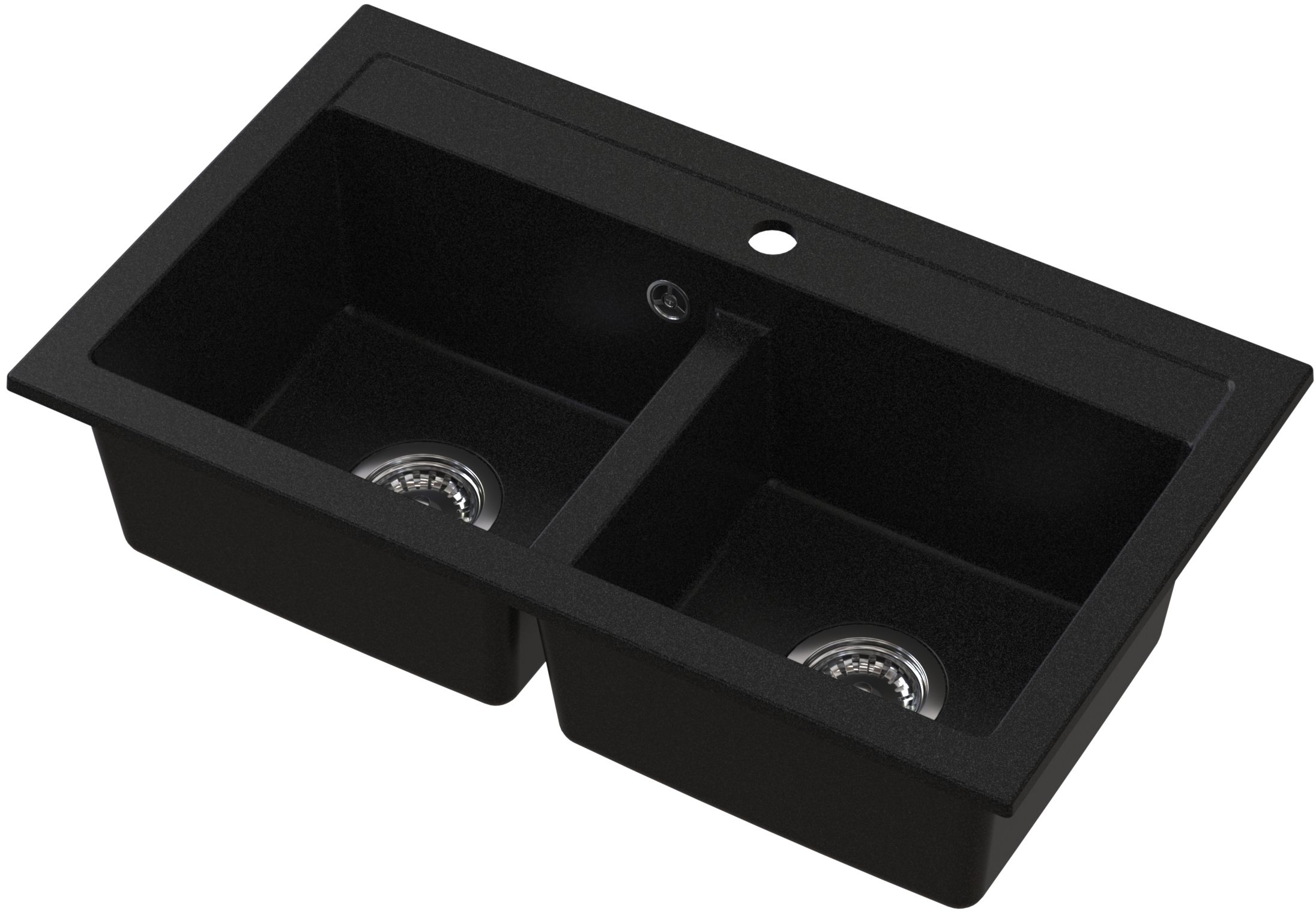 Ruvetti Doblo fregadero de granito 75.6x44.7 cm negro 3001DO_BC_W