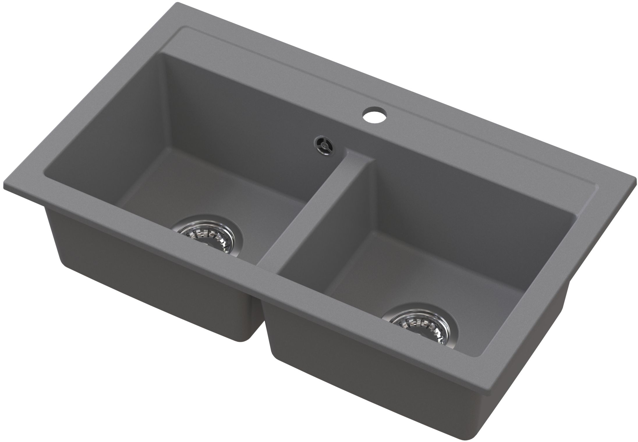 Ruvetti Doblo fregadero de granito 75.6x44.7 cm gris/grafito/ónix 3001DO_GR_W