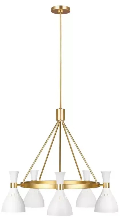 Elstead Lighting Joan lámpara colgante 5x60 W blanco-latón FE-JOAN5-MW