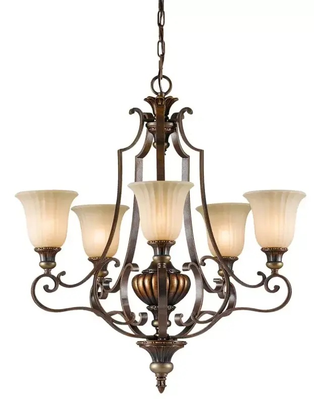 Elstead Lighting Kelham Hall lámpara colgante 5x60 W oro-marrón FE-KELHAM-HALL5-UPLT