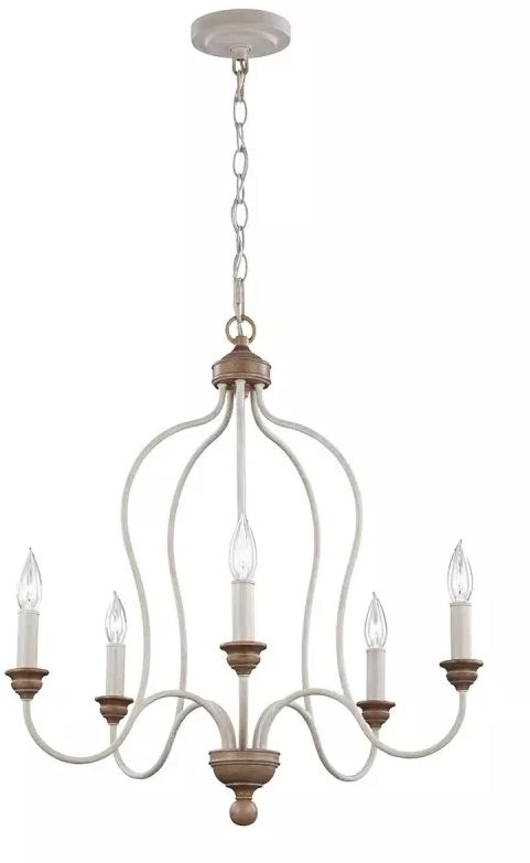 Elstead Lighting Hartsville lámpara colgante 5x40 W blanco-madera FE-HARTSVILLE5