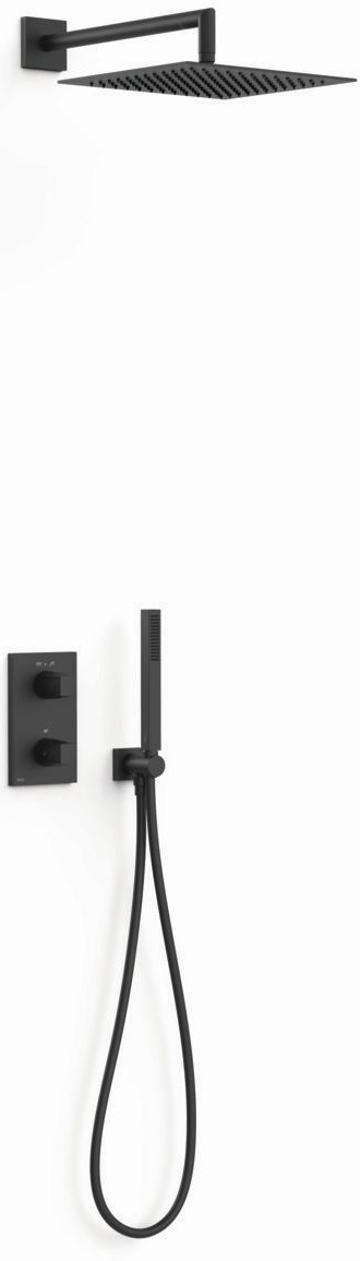 Tres Therm-Box conjunto de ducha empotrado con termostato con rociador con efecto lluvia negro 21135004NM