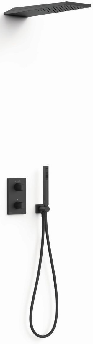 Tres Therm-Box conjunto de ducha empotrado con termostato con rociador con efecto lluvia negro 21135005NM