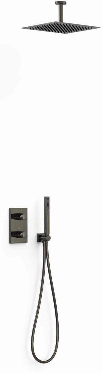 Tres Therm-Box conjunto de ducha empotrado con termostato con rociador con efecto lluvia negro 21135003KM