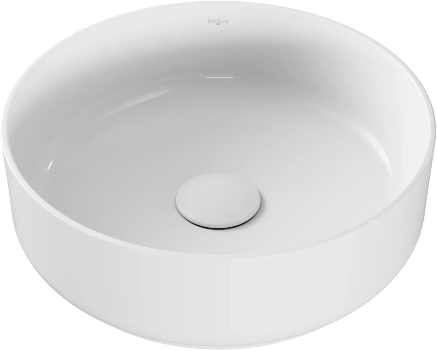 Besco Clea lavabo 34.6x34.6 cm circular sobre encimera blanco brillante UNC-35-CLB