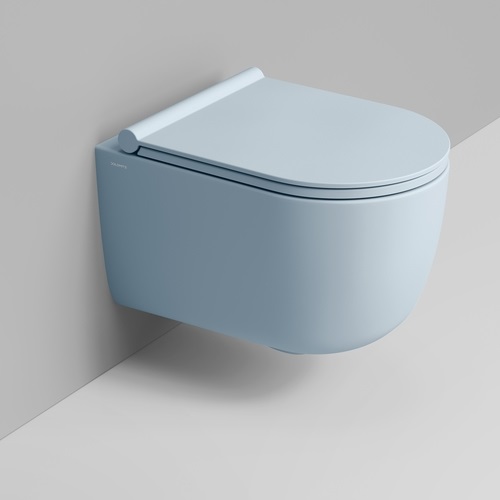 Ceramica Dolomite Mirto Round taza de inodoro suspendido sin reborde con descarga de remolino azul mate D474971